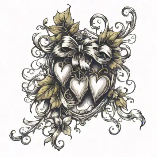 Vine With Hanging Hearts And Ribbons