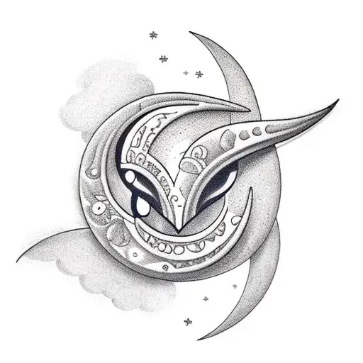 Cloudy Night With A Crescent Moon And Starts