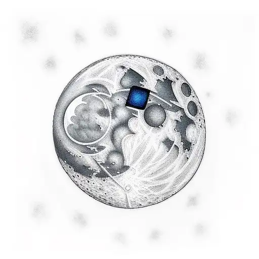 Cloudy Night With A Moon And Starts