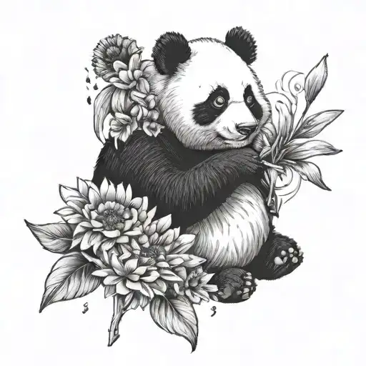 A Panda Crying While Holding A Gerbera In His Hand