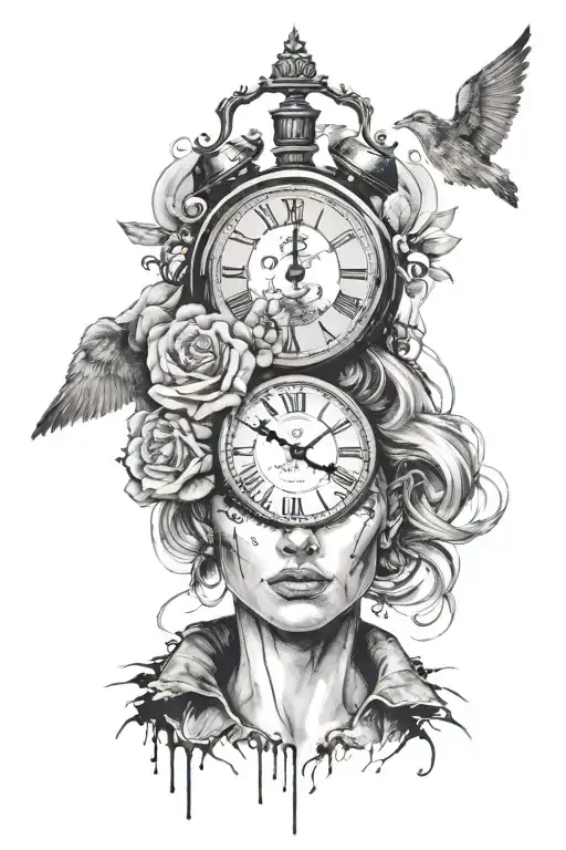 Life Is A Simulation Theory With A Clock And A Womans Face