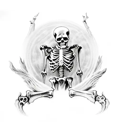 Skeleton Sitting On A Throne Of Skulls