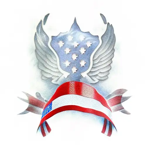 American Flag With Eagle And Police