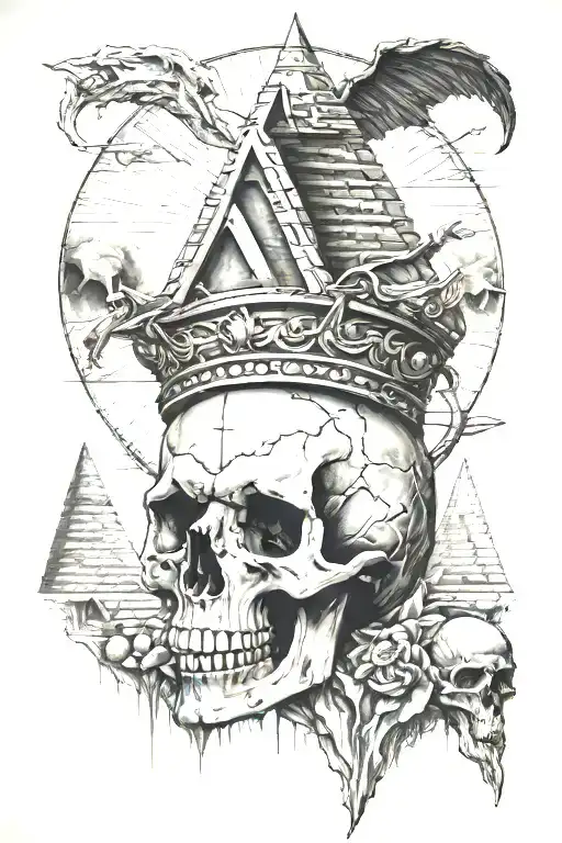 Skull Crown Pyramid Moon