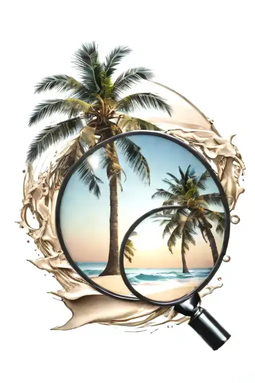 Beach Shore With Palm Trees Looking Through Lens