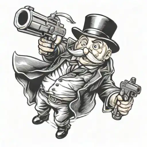Monopoly Man Holding A Gun