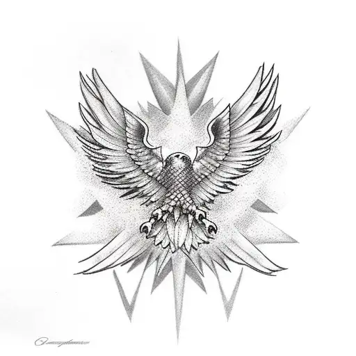 Eagle Spread Wings And Snake