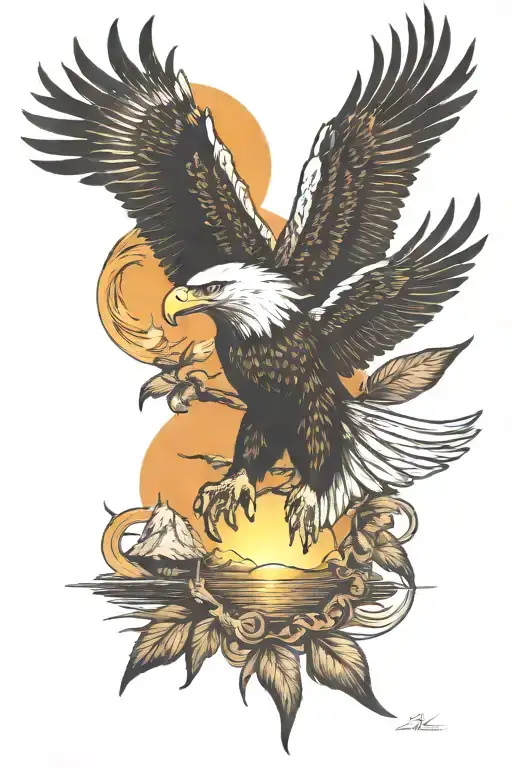 Eagle And Sun Setting Philippine Sun