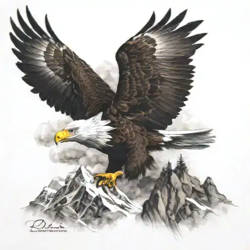 A Majestic Eagle Soaring Over A Mountain Landscape