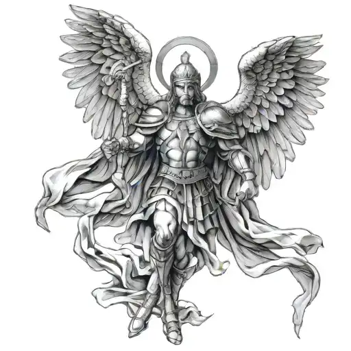 Saint Michael Design Of Him Not To May Lines Add A Sword With Words Protect Us And God Of War