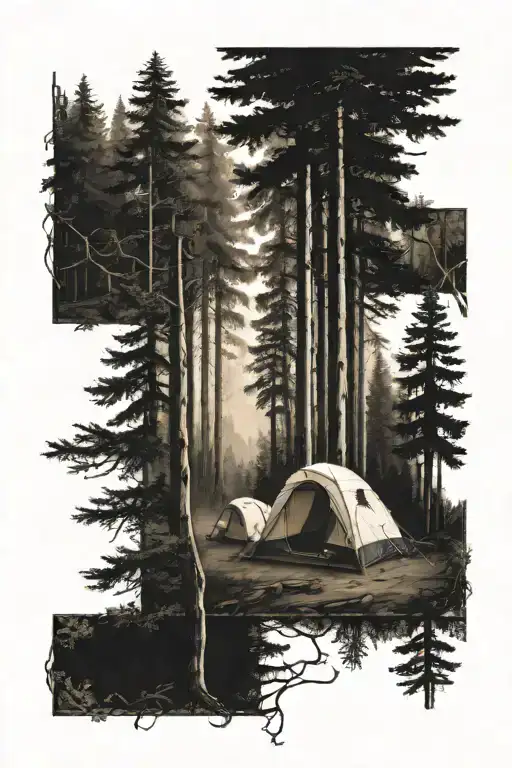 Camping Woods Surrounded