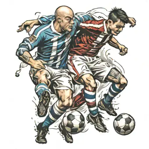 Twins And Football Player Kicking