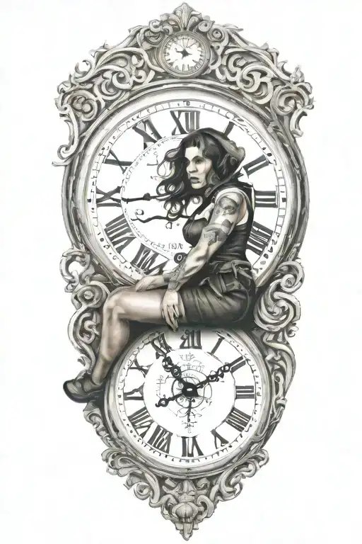 Life Is A Game Woven With Scary Woman With A Clock Running Up Stairs