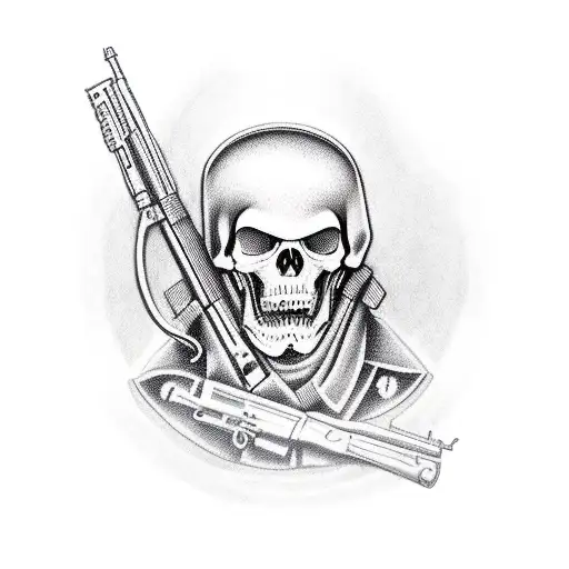 Grim Reaper As A Soldier Holding A Rifle