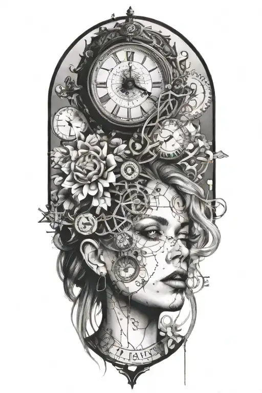 Life Is A Simulation Theory Equations Forming Woven With Woman With Clock Face