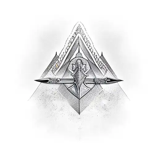 An Intricately Designed Sword With Pyramids As The Hilt And Guard