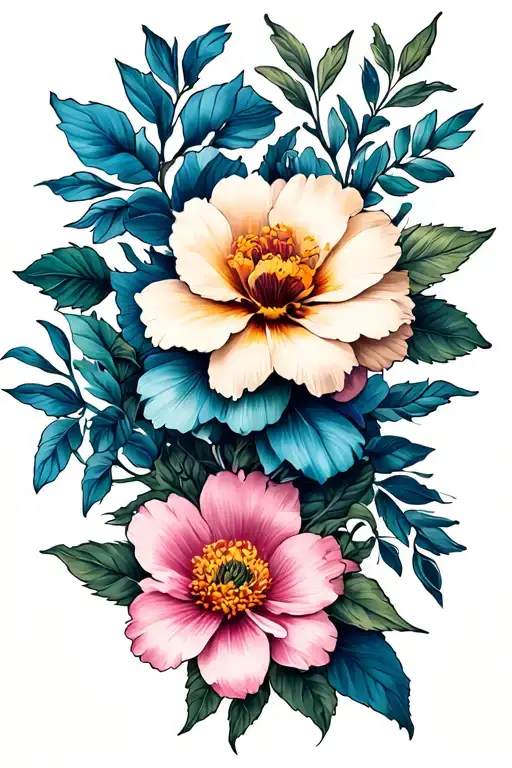 Male Tattoo Of Flowers