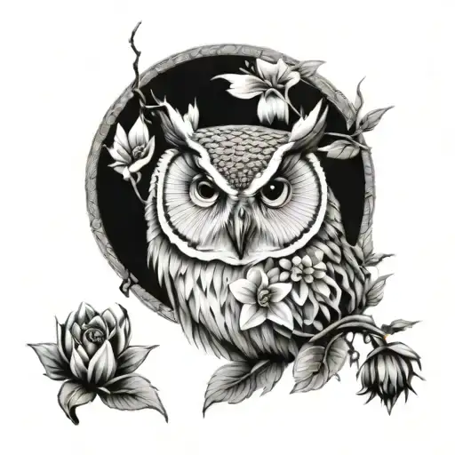 Owl And Flowers