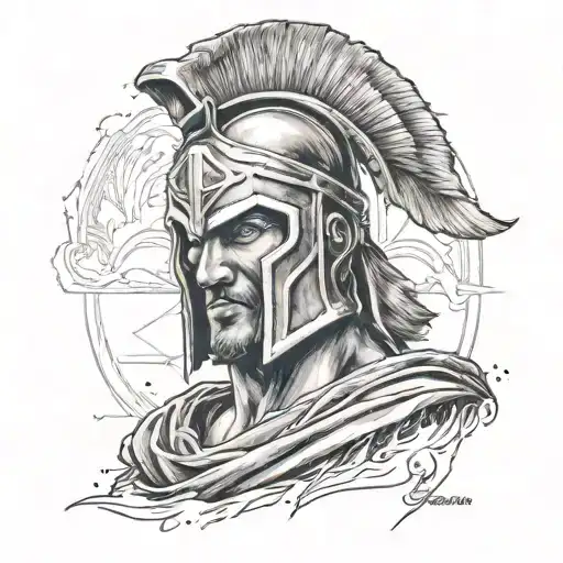 Male Spartan With Blue Eyes And A Background