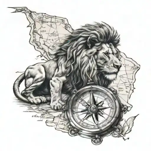 Lion And Compass With Map