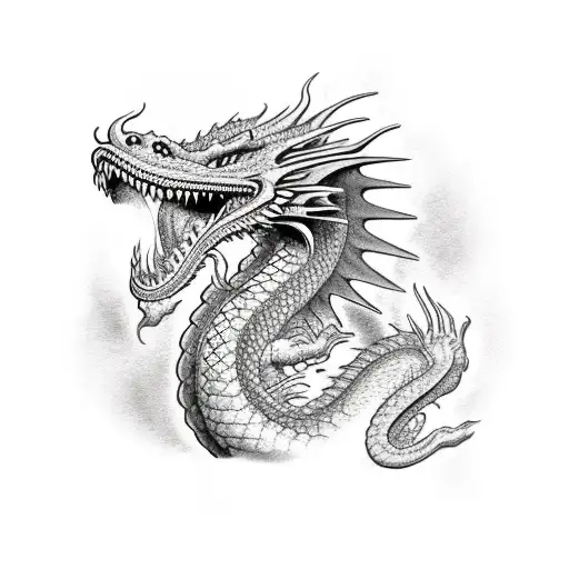 Dragon Breathing Out Orange Flames
