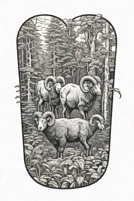 Two Rams In Forest Filled