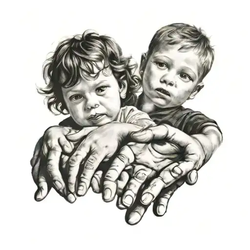 Hands Two Children