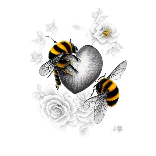 Bumble Bee Stinging Heart