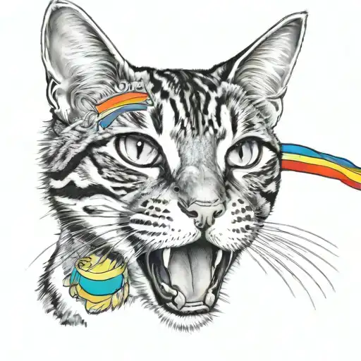 Cat Holding Lgbtq Flag In Her Mouth Open