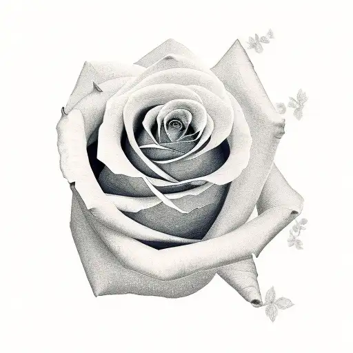 A Rose Tattoo With Rayna Subtly Written Inside It