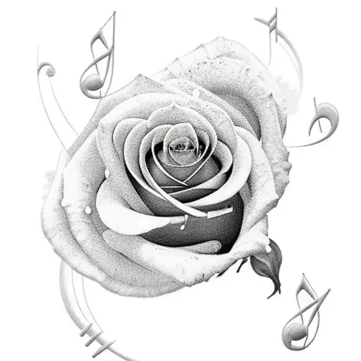 A Rose With A Music Note Blended Into It