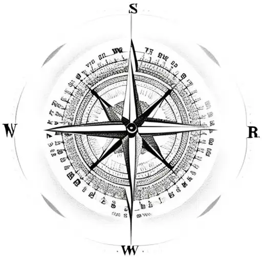 Compass Surrounded 4 Big Red Roses