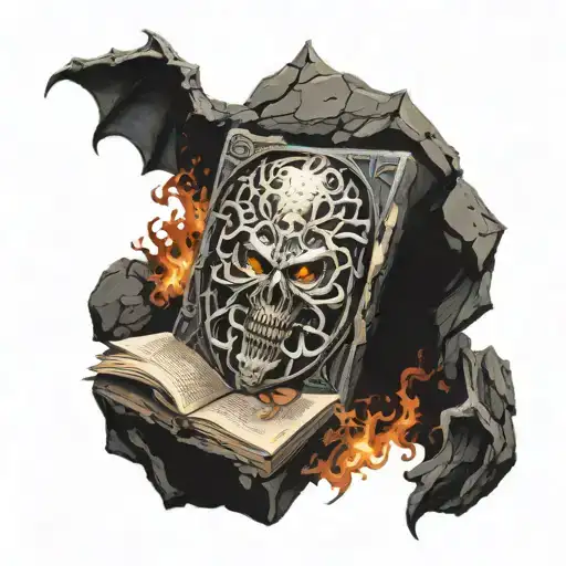 Necronomicon Symbol Glowing On Rock