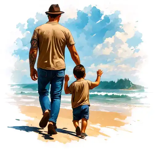 Father And Son Walking