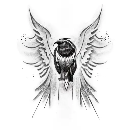 A Dark And Abstract Representation Of A Synthesizer Merging With A Raven's Wings