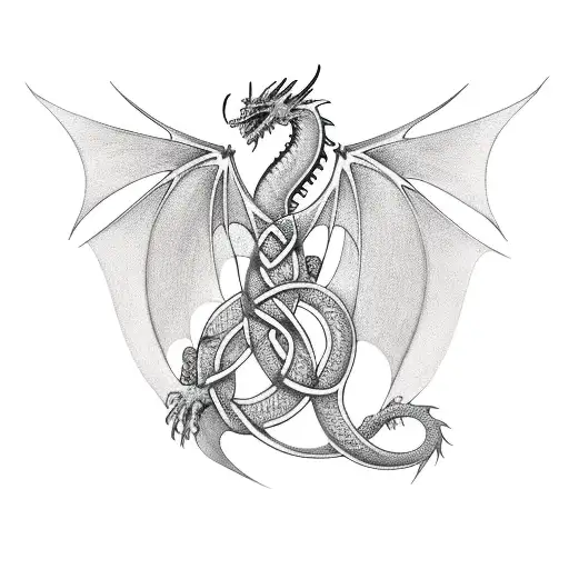 Celtic Dragon With Rowan Tree