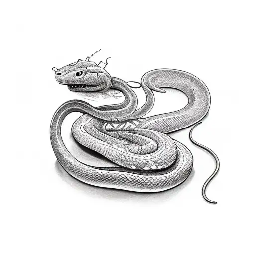 A Snake With A Rat And Flowers