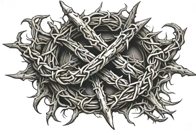 Crown Of Thorns With Nail Cross Intertwined