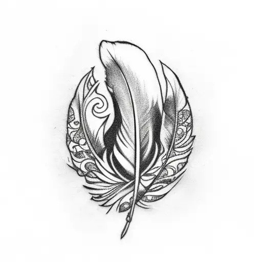 Feather With Blood On Above A Crown