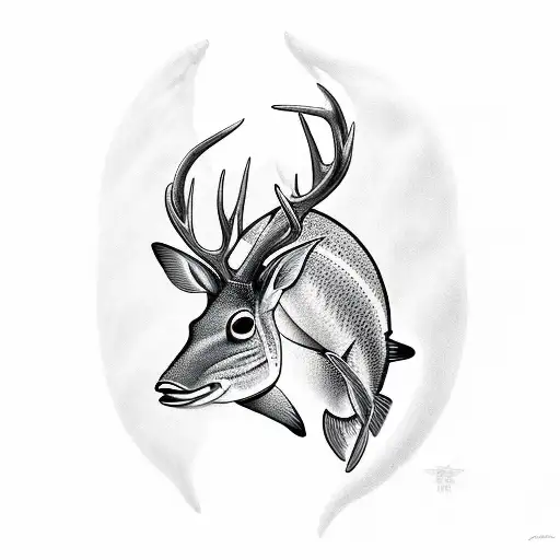 The Name Moore With Fish And Deer Around It