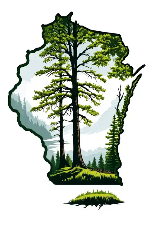 Wisconsin Outline With Trees