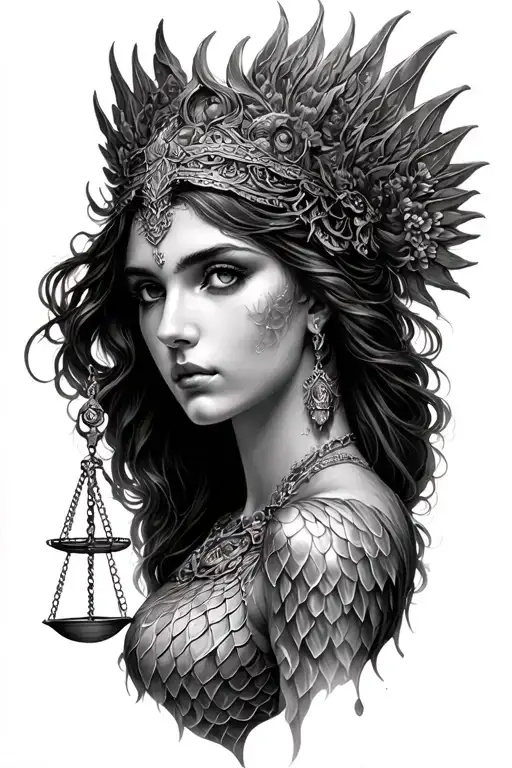 Femis The Goddess Of Justice With Connected Eyes And Scales