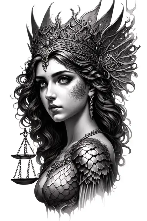 Femis The Goddess Of Justice With Connected Eyes And Scales