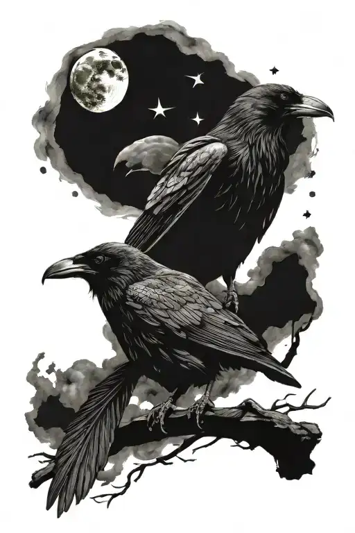 Raven In Moon Surrounded