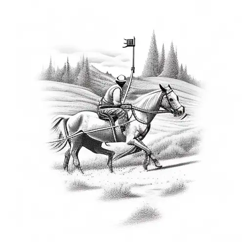 A Construction Worker Riding A Horse Amidst A Scenic Countryside