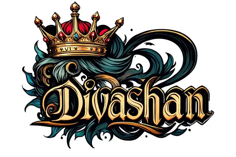 The Word Divashan With A Crown Surrounded