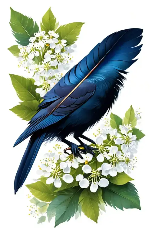 Crow Feather With Elderflower