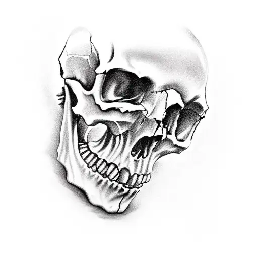 Skull With The Roman Number Thirteen Inside It's Mouth