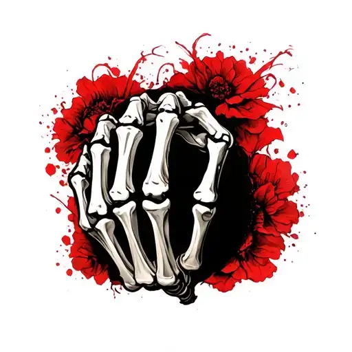 Skeleton Hand With Red Color
