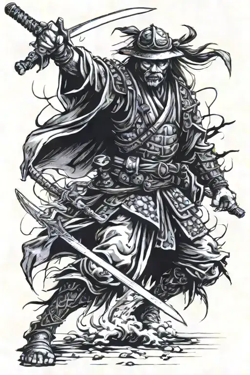 Zombie Samurai Warrior Battling